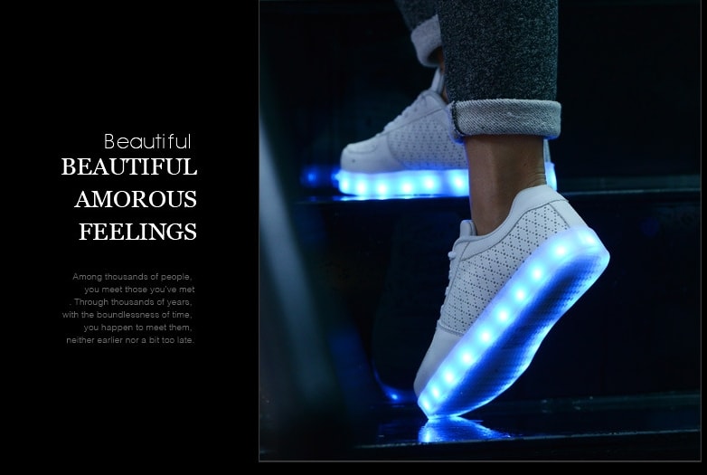 White Casual Korean Style LED Shoes - Unisex Adult