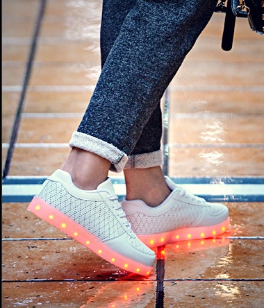 White Casual Korean Style LED Shoes - Unisex Adult