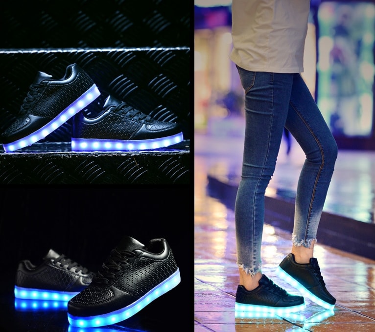 Black Casual Korean Style LED Shoes - Unisex Adult