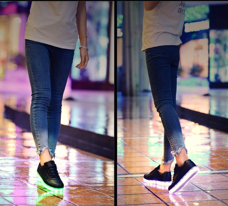 Black Casual Korean Style LED Shoes - Unisex Adult