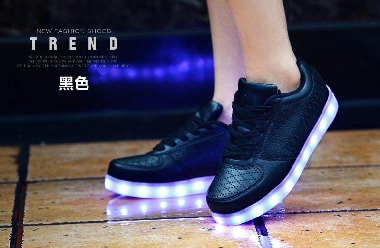 Black Casual Korean Style LED Shoes - Unisex Adult