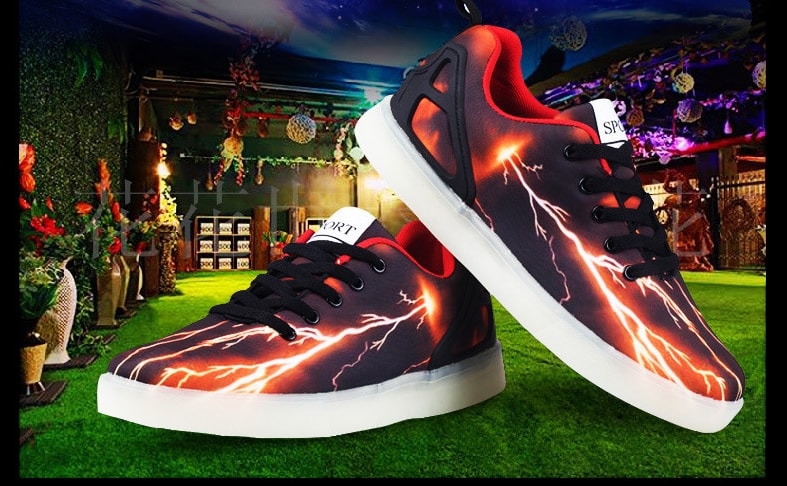 Purple Flash Lightning LED Shoes - Male