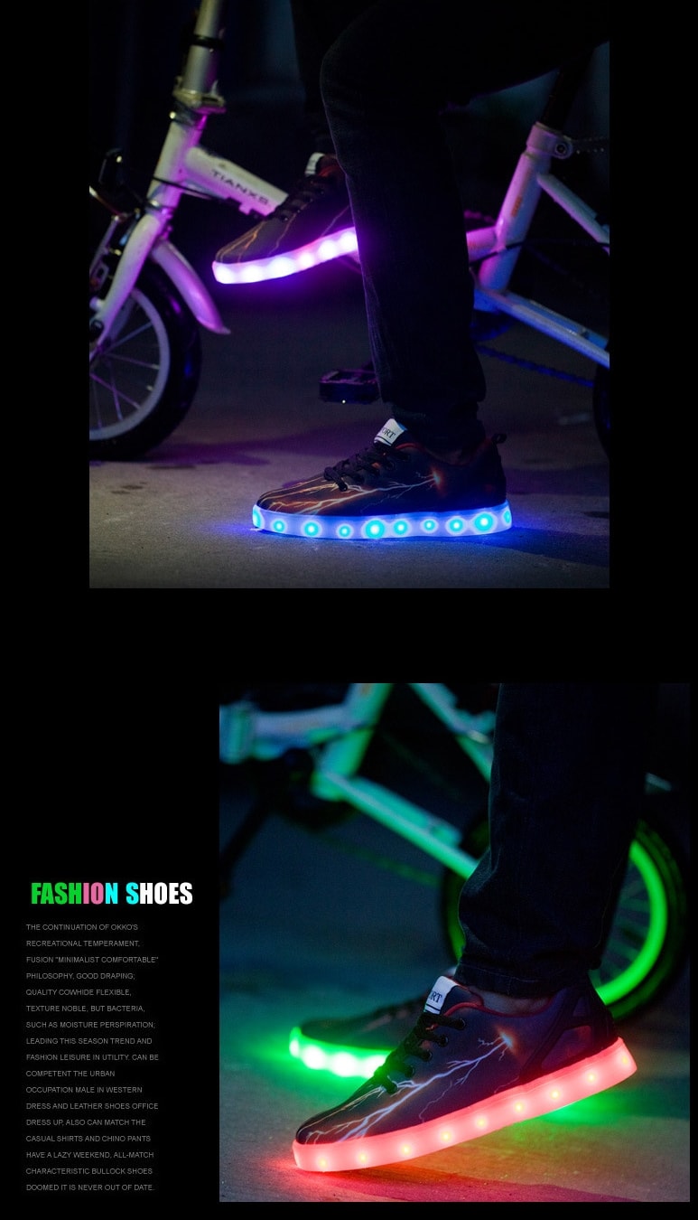 Purple Flash Lightning LED Shoes - Male