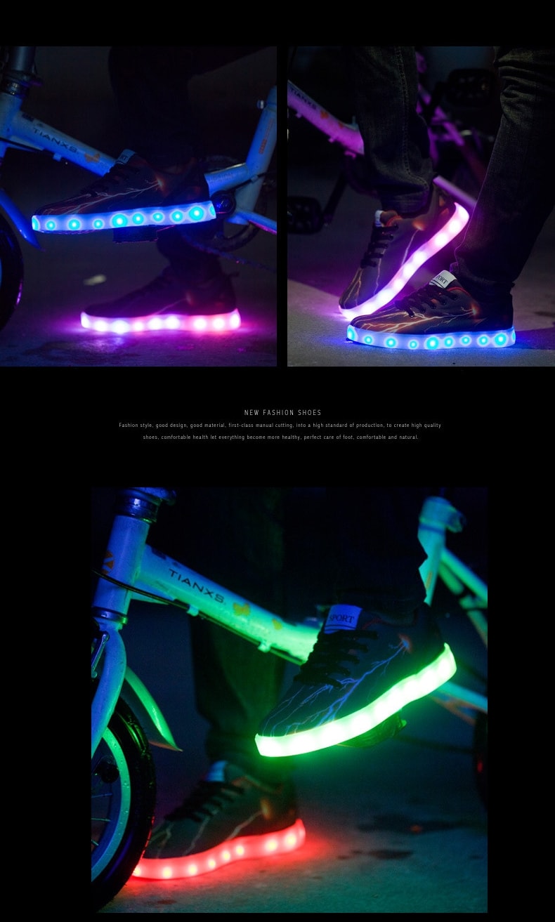 Purple Flash Lightning LED Shoes - Male