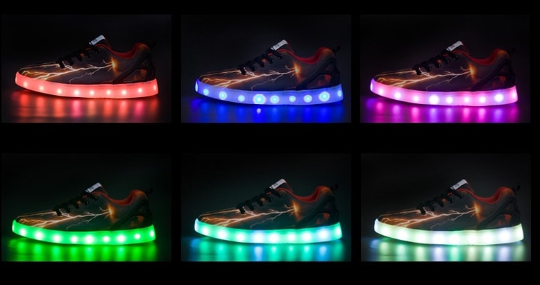 Purple Flash Lightning LED Shoes - Male