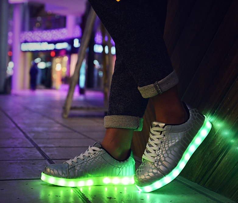 Silver Serpent Skin Stylish LED Shoes - Unisex Adult