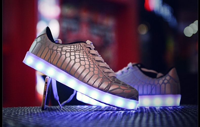 Silver Serpent Skin Stylish LED Shoes - Unisex Adult