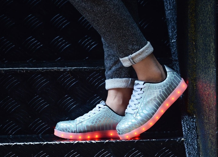 Silver Serpent Skin Stylish LED Shoes - Unisex Adult