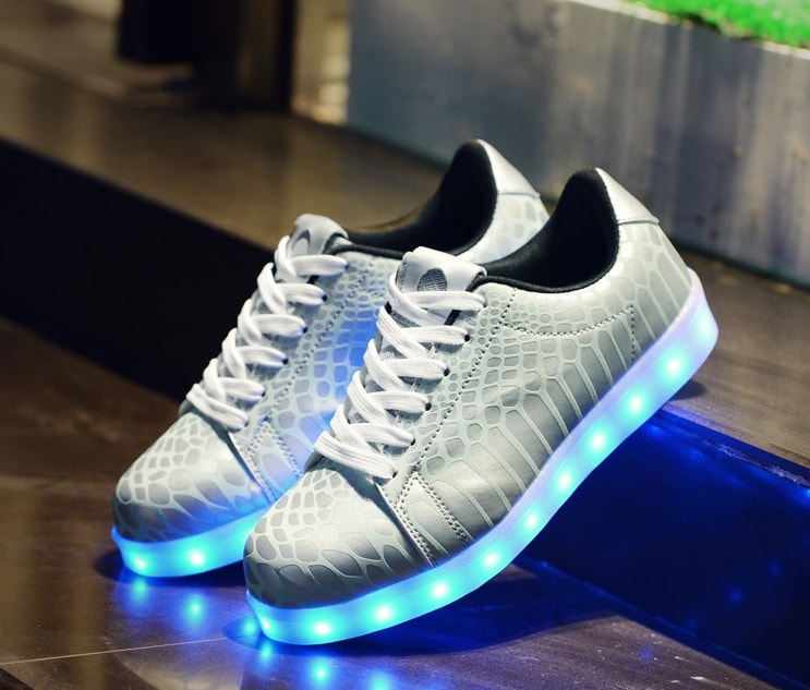 Silver Serpent Skin Stylish LED Shoes - Unisex Adult