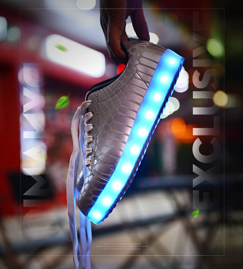 Silver Serpent Skin Stylish LED Shoes - Unisex Adult