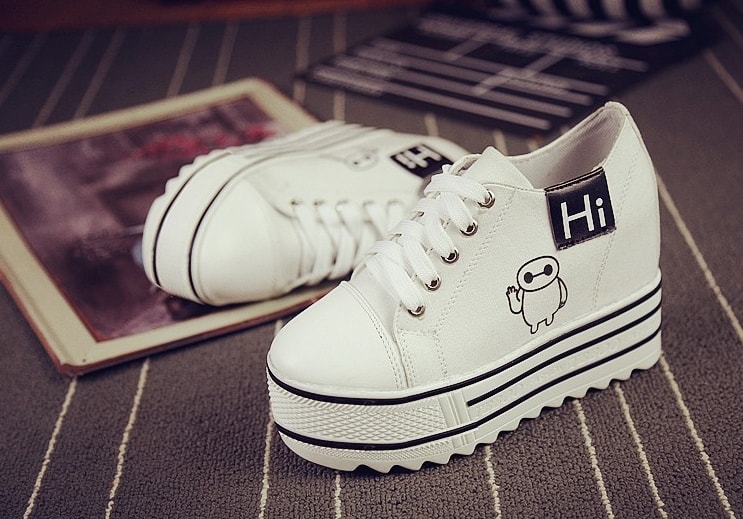 White Thick Sole Cartoon Shoes