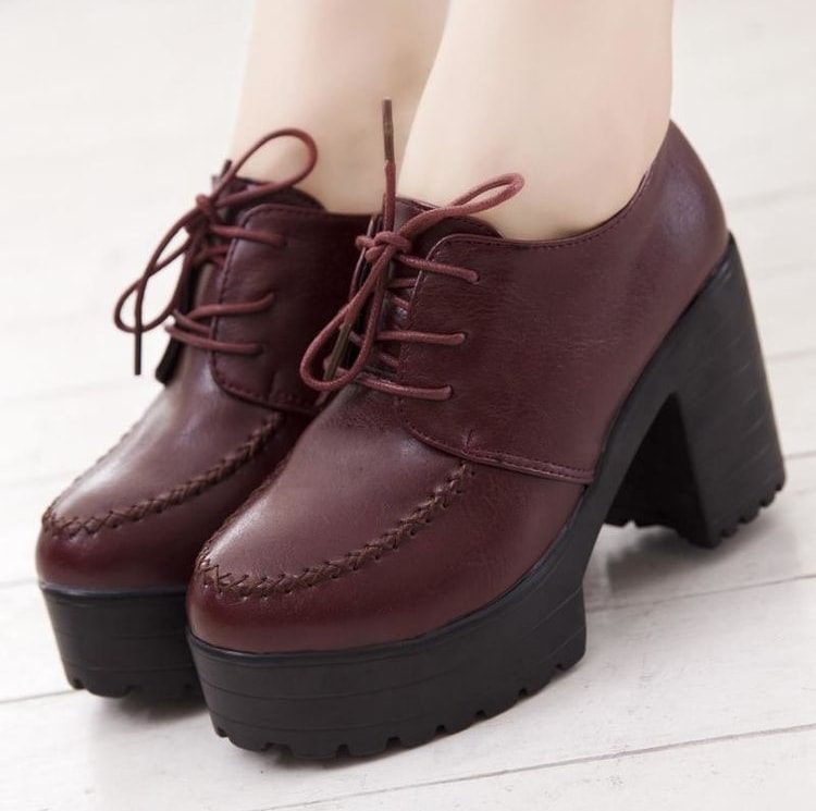 Red Bullock High Heel Shoes Import