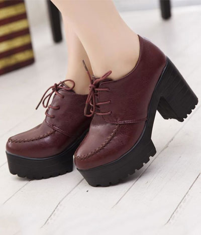 Red Bullock High Heel Shoes Import