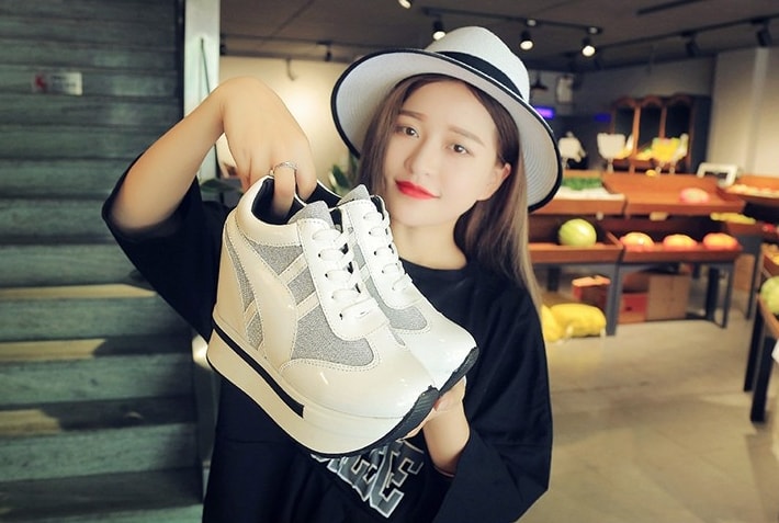 White Thick Crust Sneakers Import