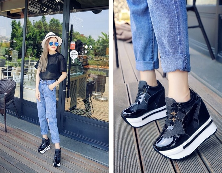 Black Thick Crust Sneakers Import