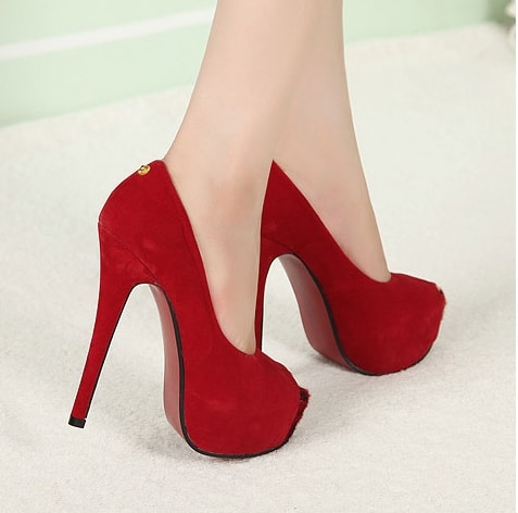 Red Korean High Heel Party Shoes