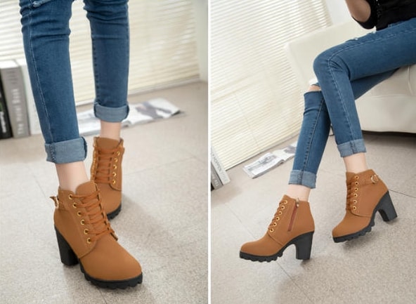 Brown Suede Mid Heel Boots Import