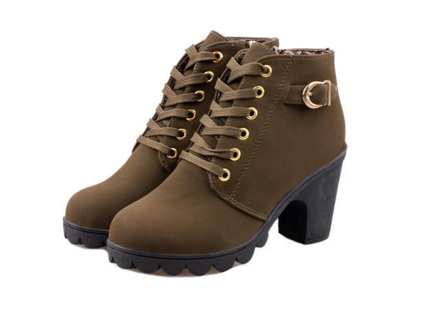 Green Suede Mid Heel Boots Import