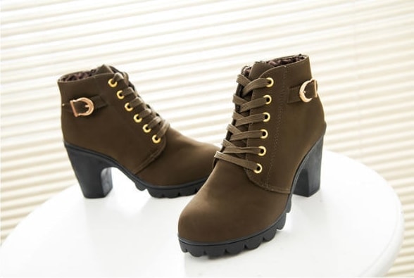 Green Suede Mid Heel Boots Import