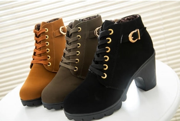 Green Suede Mid Heel Boots Import