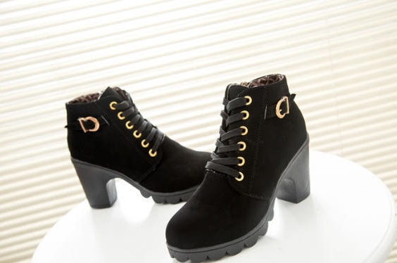 Black Suede Mid Heel Boots Import