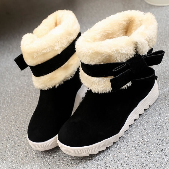 Black Suede Flat Sole Boots Import