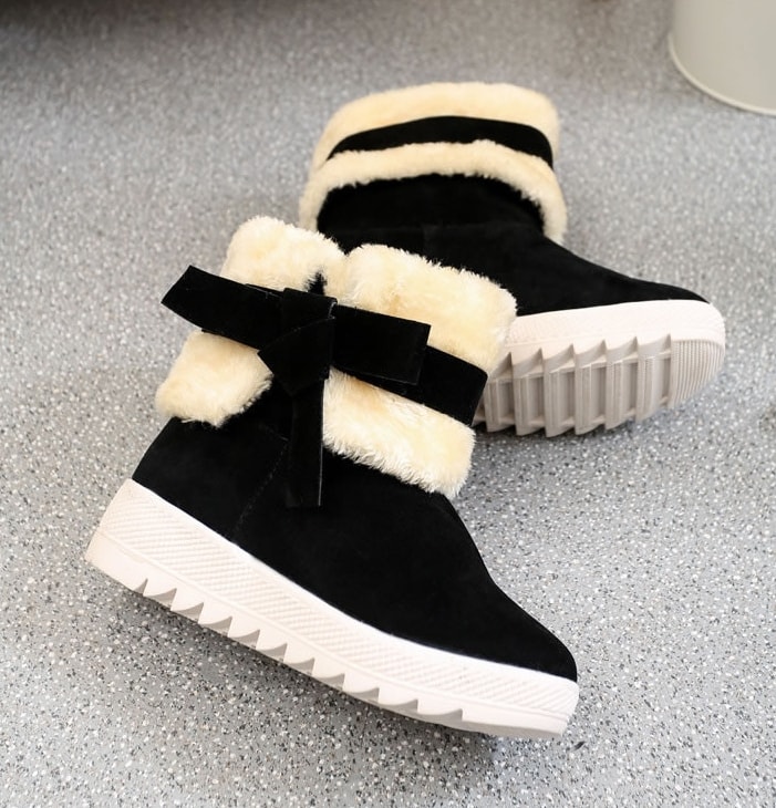 Black Suede Flat Sole Boots Import