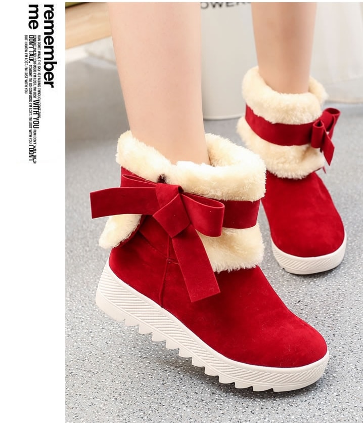 Red Suede Flat Sole Boots Import