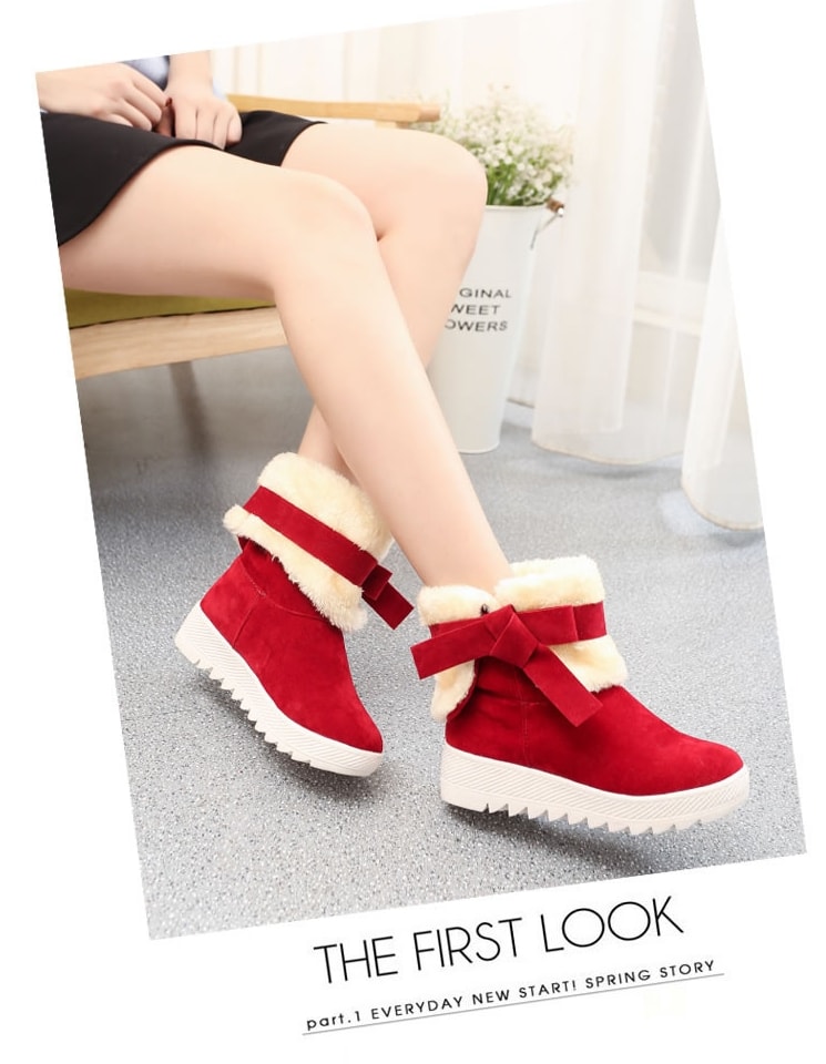 Red Suede Flat Sole Boots Import