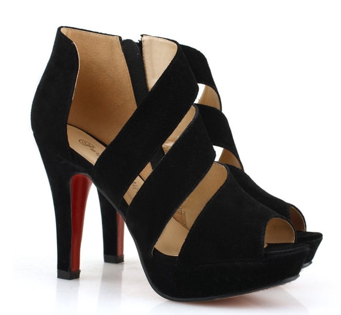 Black High Heel Roman Party Shoes