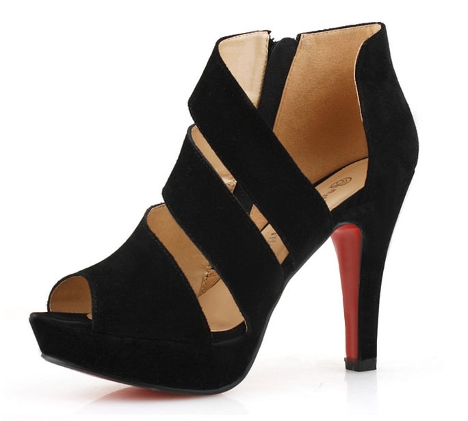 Black High Heel Roman Party Shoes