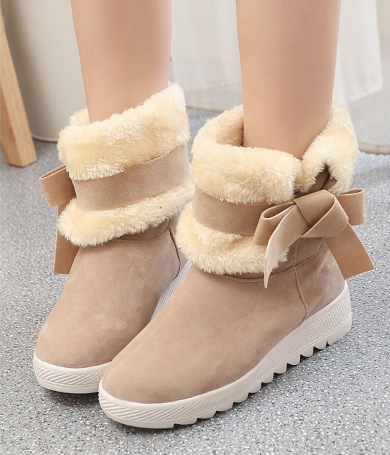 Beige Suede Flat Sole Boots Import