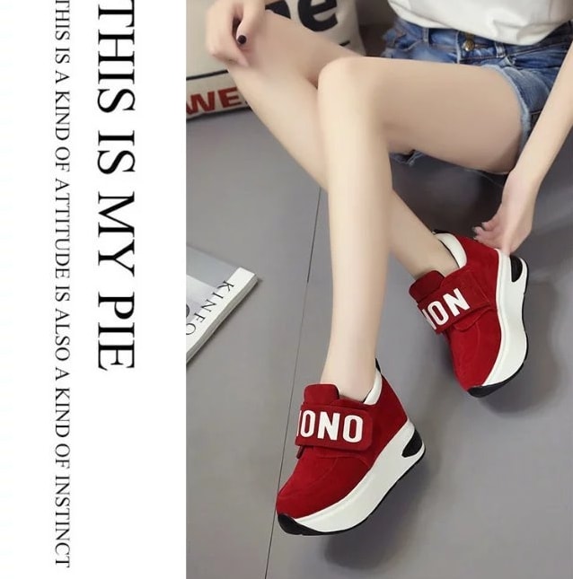 Red Velcro Casual Muffin Shoes Import