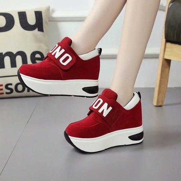 Red Velcro Casual Muffin Shoes Import