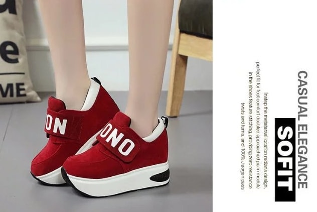 Red Velcro Casual Muffin Shoes Import