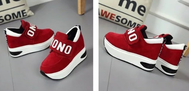 Red Velcro Casual Muffin Shoes Import