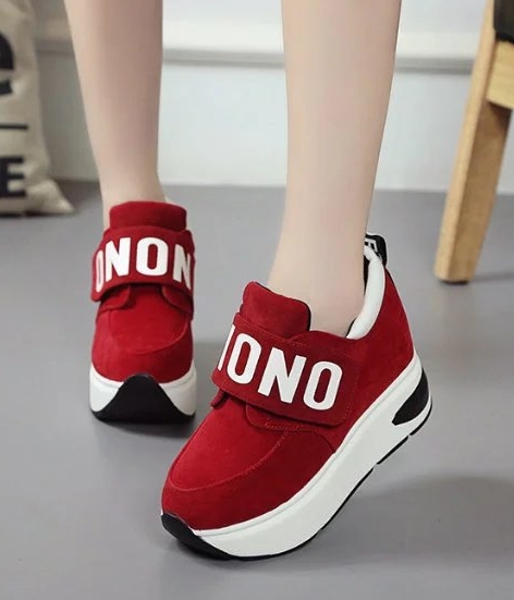 Red Velcro Casual Muffin Shoes Import