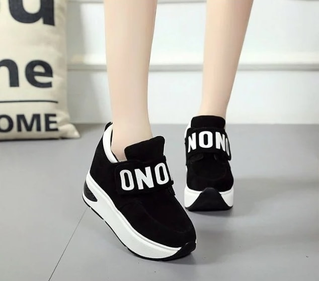 Black Velcro Casual Muffin Shoes Import