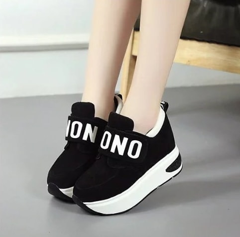 Black Velcro Casual Muffin Shoes Import