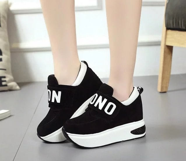 Black Velcro Casual Muffin Shoes Import