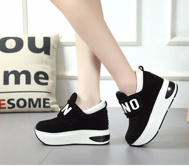 Black Velcro Casual Muffin Shoes Import