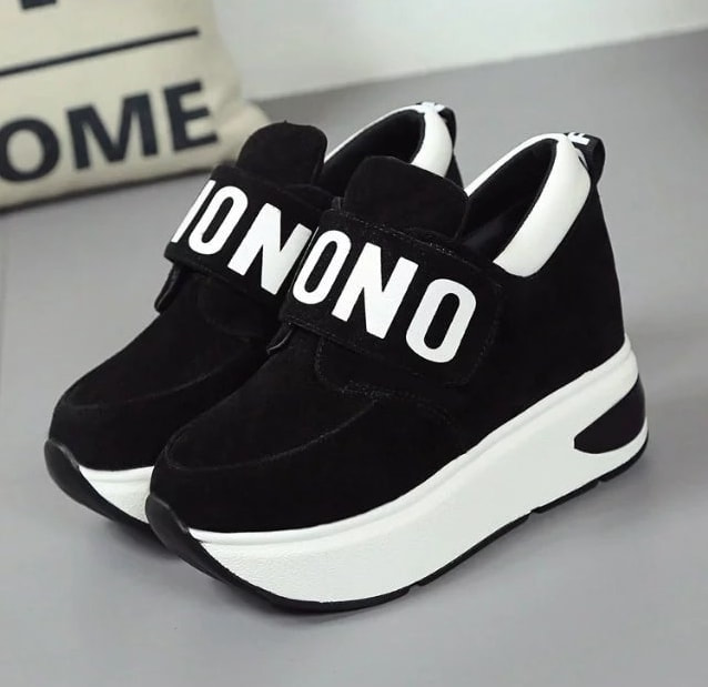 Black Velcro Casual Muffin Shoes Import