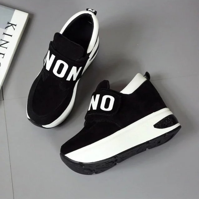 Black Velcro Casual Muffin Shoes Import