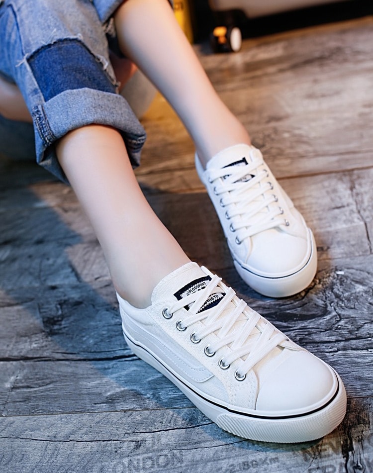 White Casual Canvas Shoes Import