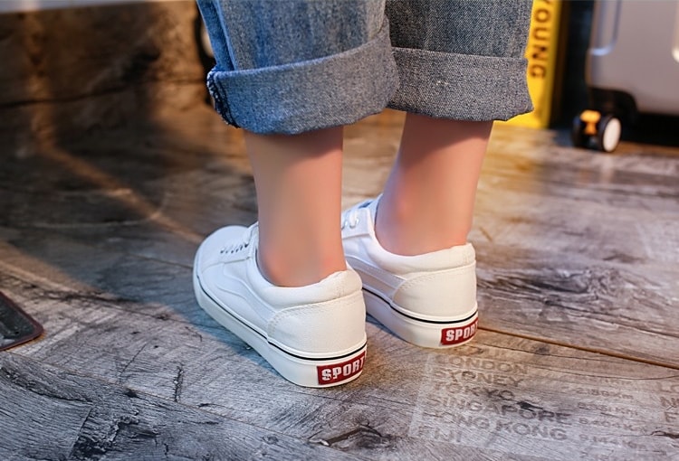 White Casual Canvas Shoes Import