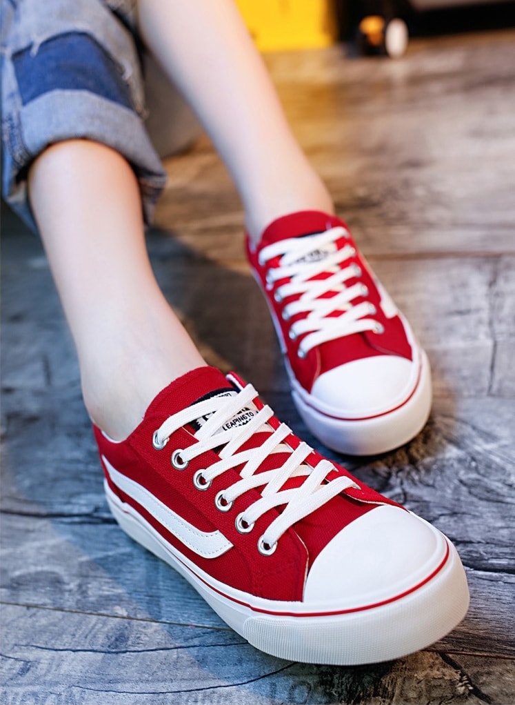 Red Casual Canvas Shoes Import