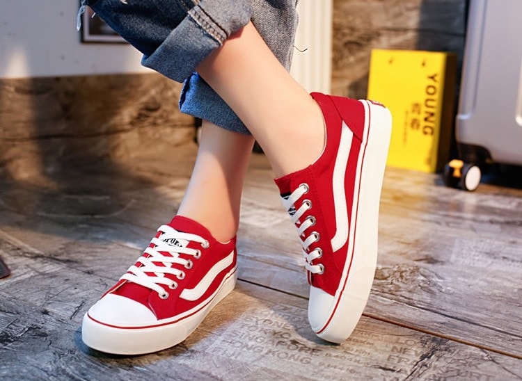 Red Casual Canvas Shoes Import