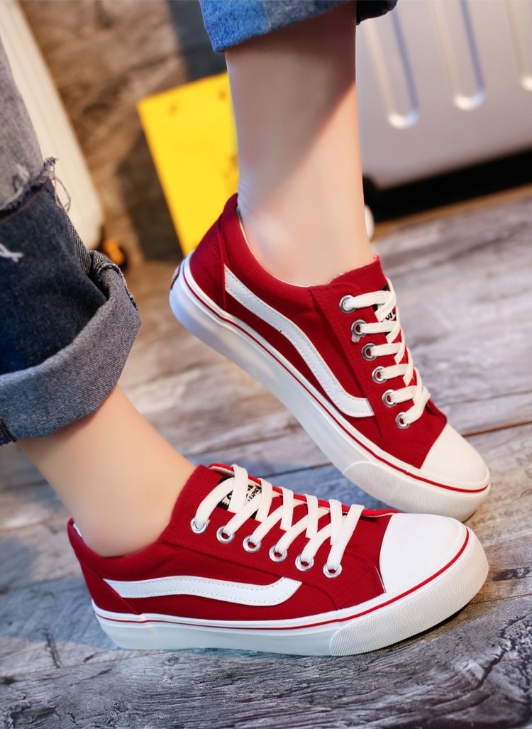 Red Casual Canvas Shoes Import