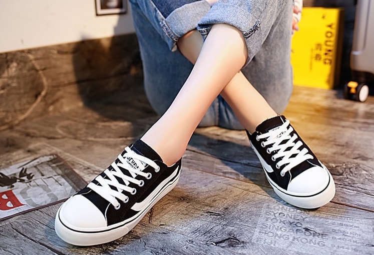 Black Casual Canvas Shoes Import