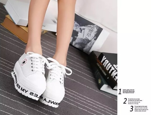 White Alphabet Canvas Shoes Import